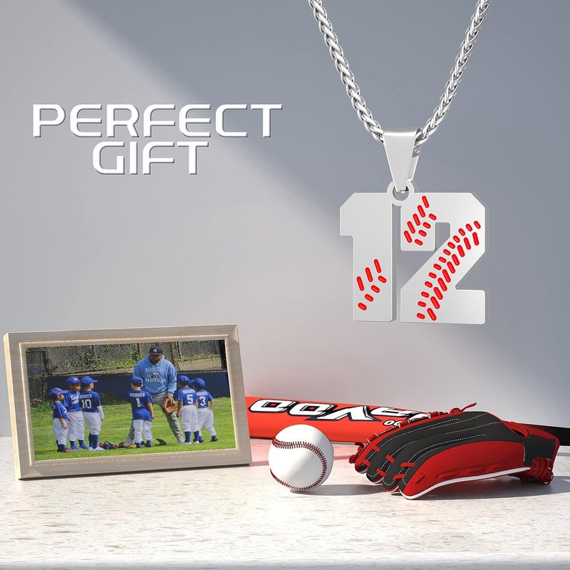 Wikavanli Personalized Baseball Jersey Number 00-99 Necklace - Stainless Steel Baseball Chain Pendant Necklace - Team Jewelry Gift for Boys, Girls, Men, Women - Image 4
